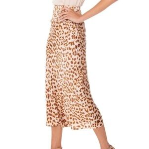 Free People Cream and Brown Pencil Midi Skirt for Cocktail Events